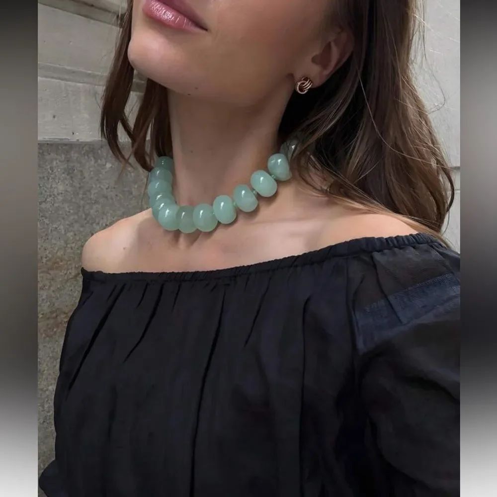Mint Green Beaded Necklace A1695